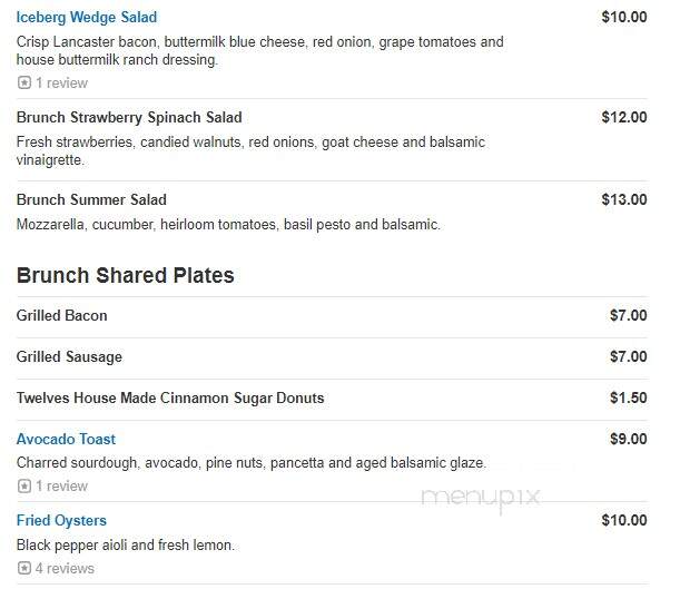 Twelves Grill - West Grove, PA menu_pic