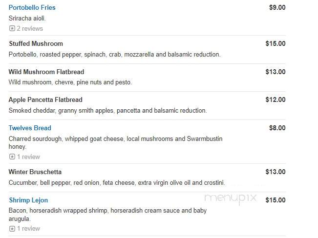 Twelves Grill - West Grove, PA menu_pic
