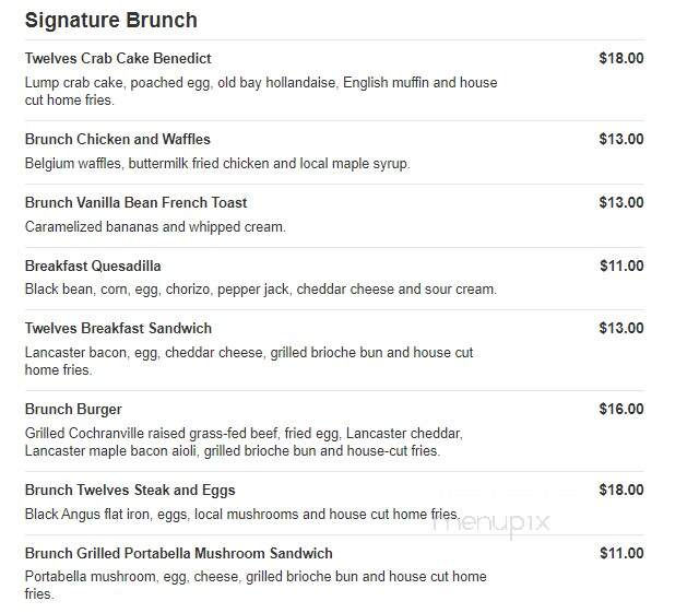 Twelves Grill - West Grove, PA menu_pic