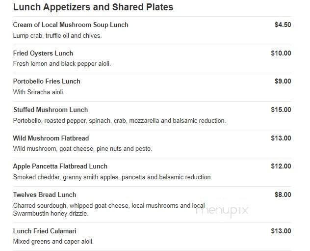 Twelves Grill - West Grove, PA menu_pic
