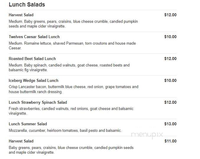 Twelves Grill - West Grove, PA menu_pic