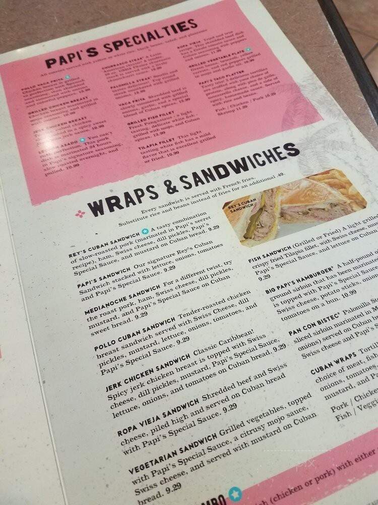 Papi's Cuban & Caribbean Grill - Kennesaw, GA menu_pic