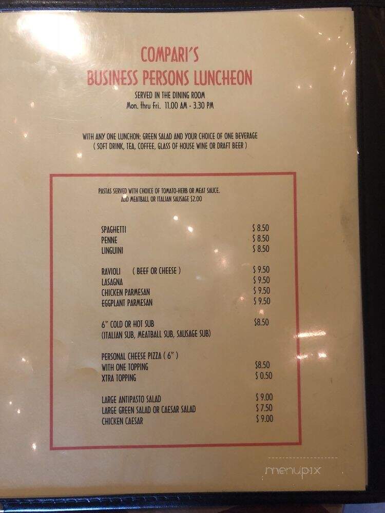 Compari's Pizza & Italian - Los Angeles, CA menu_pic