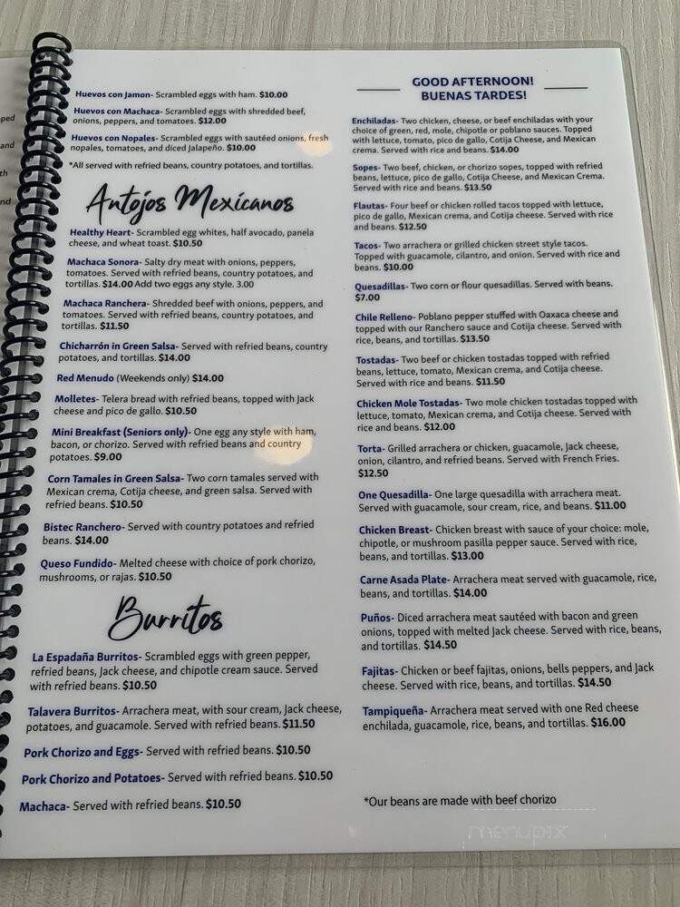 Talavera Azul - Chula Vista, CA menu_pic