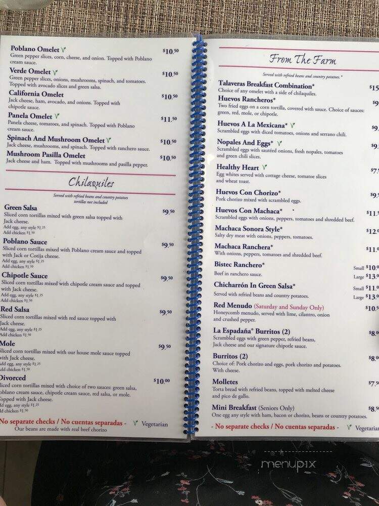 Talavera Azul - Chula Vista, CA menu_pic