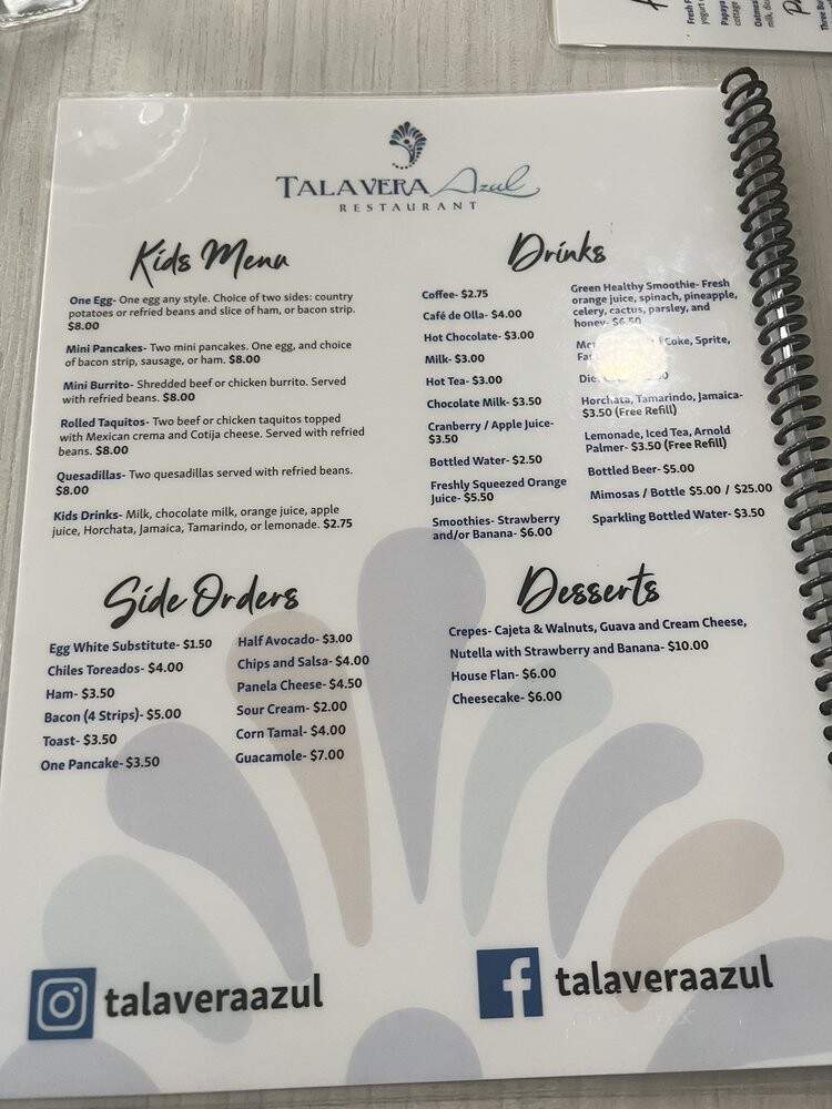 Talavera Azul - Chula Vista, CA menu_pic