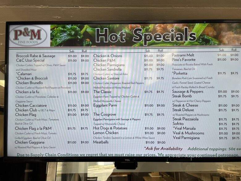 P & M Deli - Branford, CT menu_pic