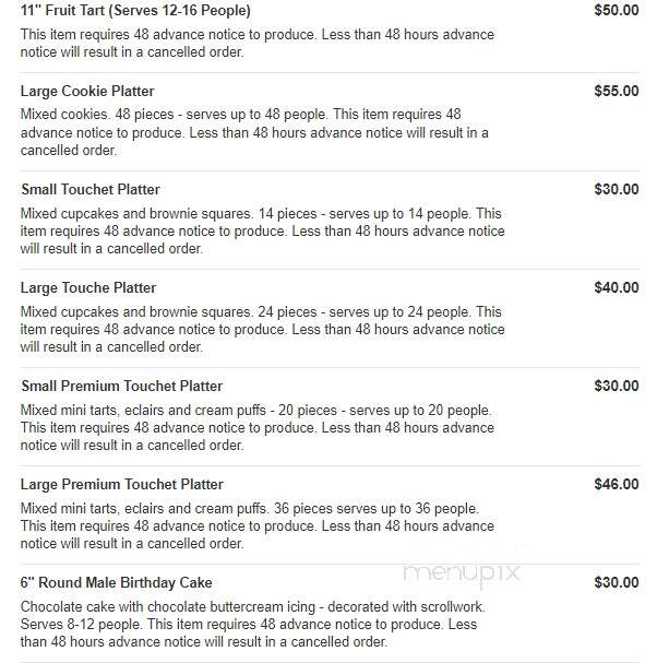 Touche Touchet Bakery & Pastry Shoppe - Columbia, MD menu_pic