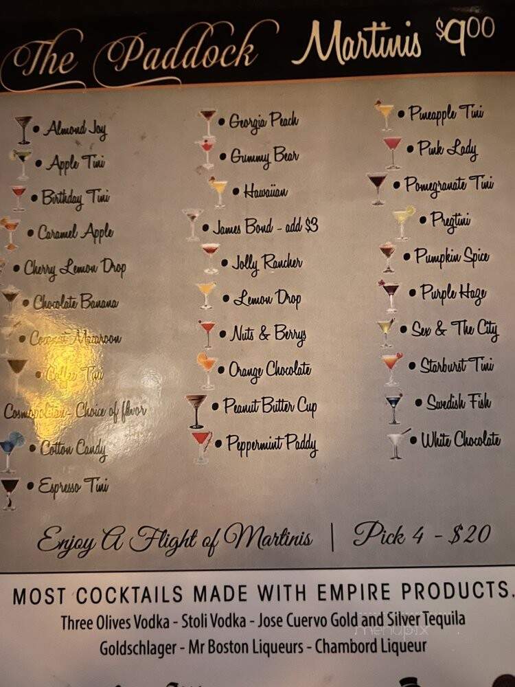 Paddock Club - Watertown, NY menu_pic