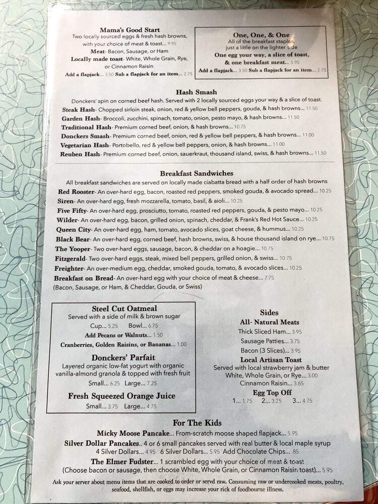 Donckers Lunch Counter - Marquette, MI menu_pic