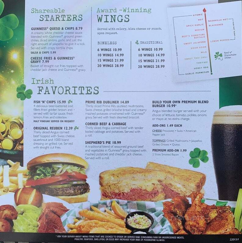 Beef O'Brady's - Pace, FL menu_pic