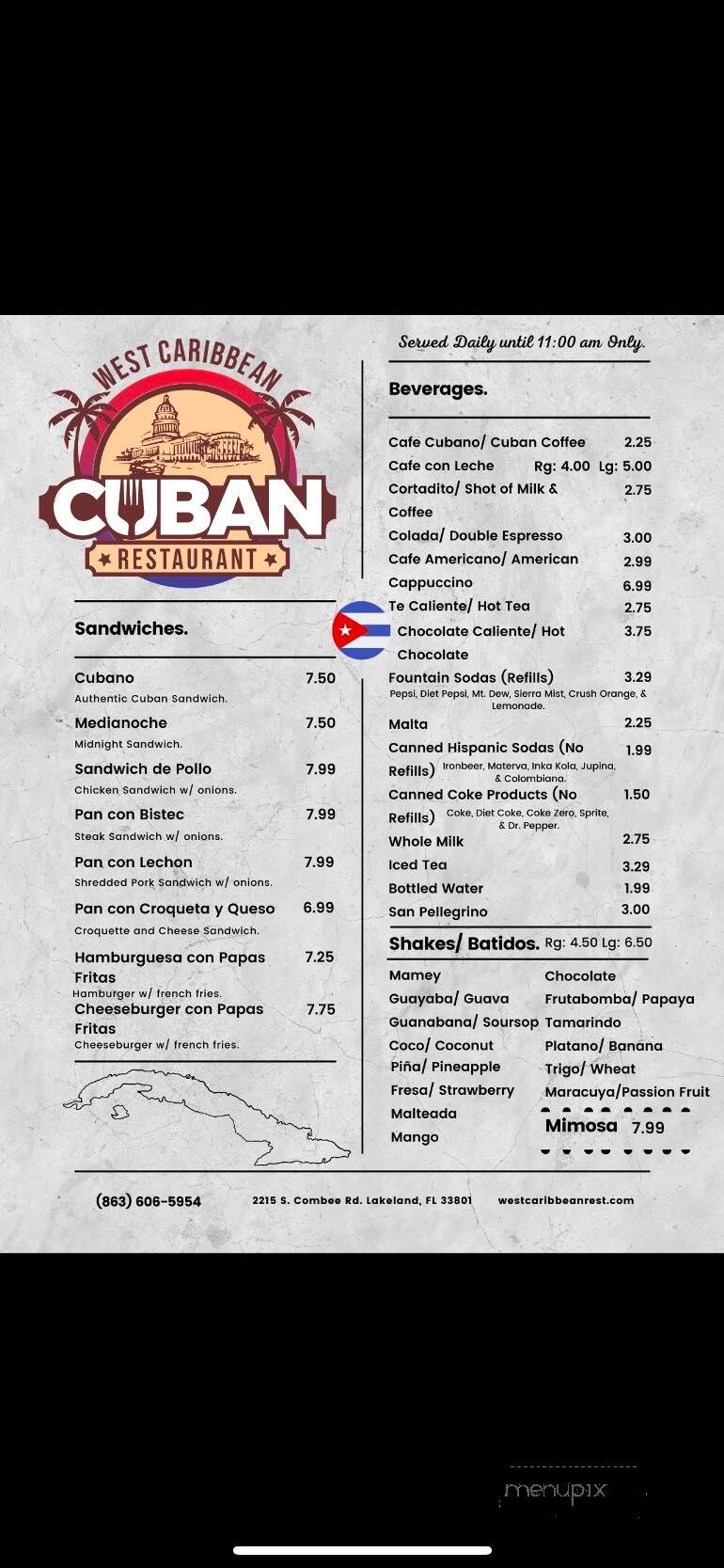 west Caribbean cuban resturant - Lakeland, FL menu_pic