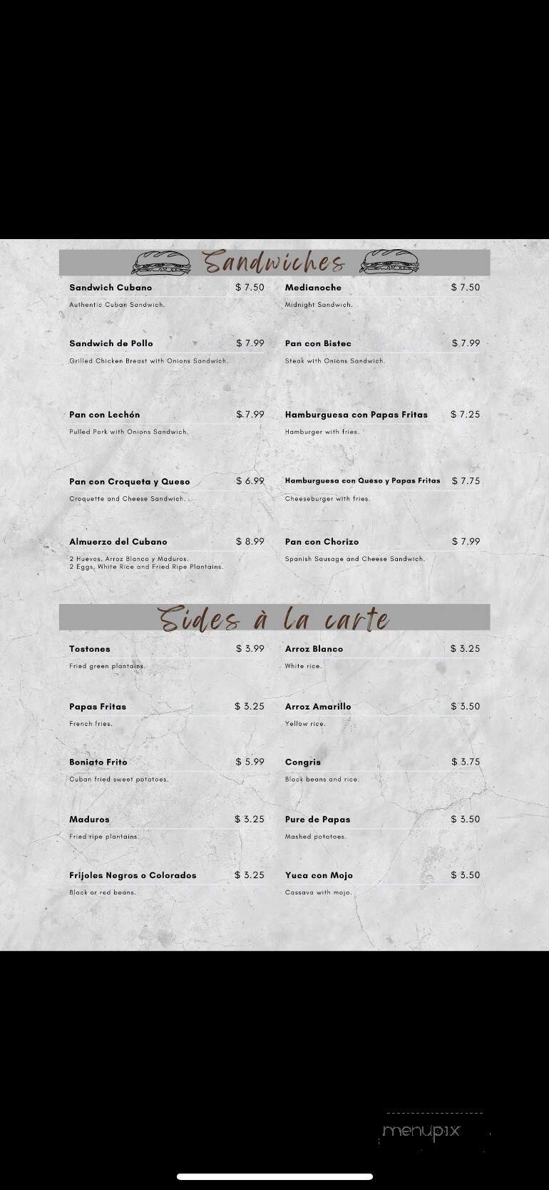west Caribbean cuban resturant - Lakeland, FL menu_pic