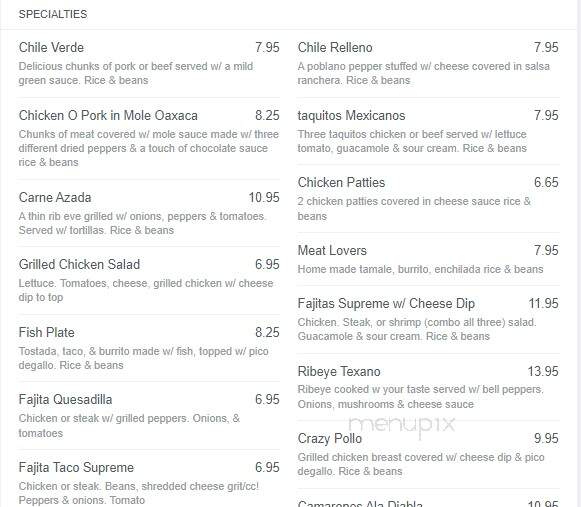Casa Sol - Farmington, MO menu_pic