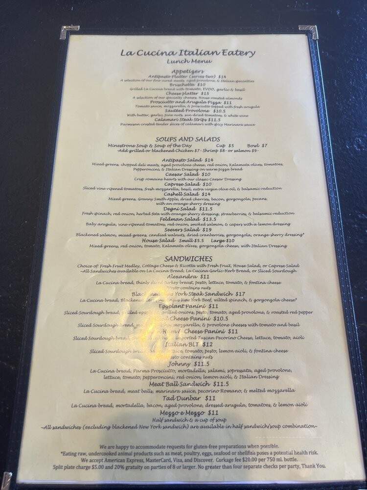 La Cucina Italian Deli & Restaurant - Reno, NV menu_pic