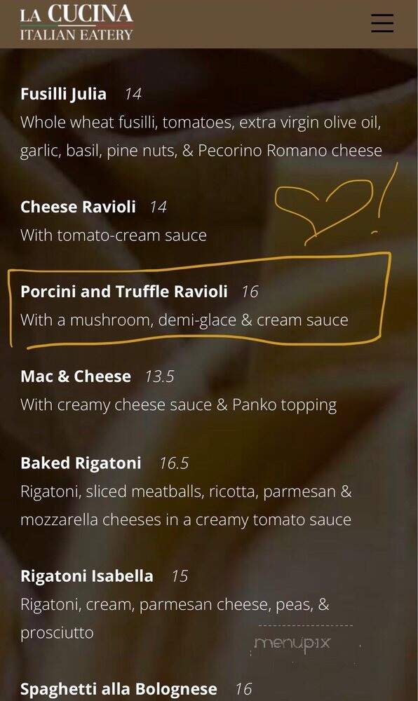 La Cucina Italian Deli & Restaurant - Reno, NV menu_pic