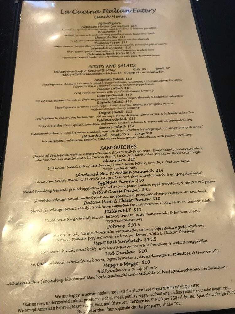 La Cucina Italian Deli & Restaurant - Reno, NV menu_pic