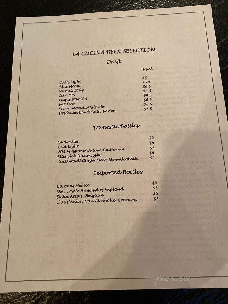 La Cucina Italian Deli & Restaurant - Reno, NV menu_pic