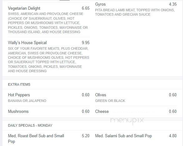 Wally's Subs - Kalamazoo, MI menu_pic
