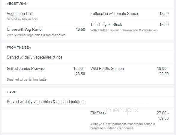 Caribou Grill - Valemount, BC menu_pic