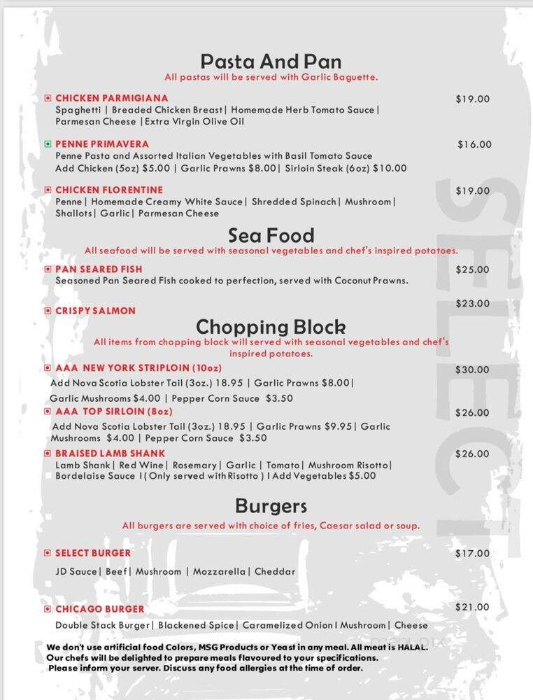 Cafe Select - Edmonton, AB menu_pic