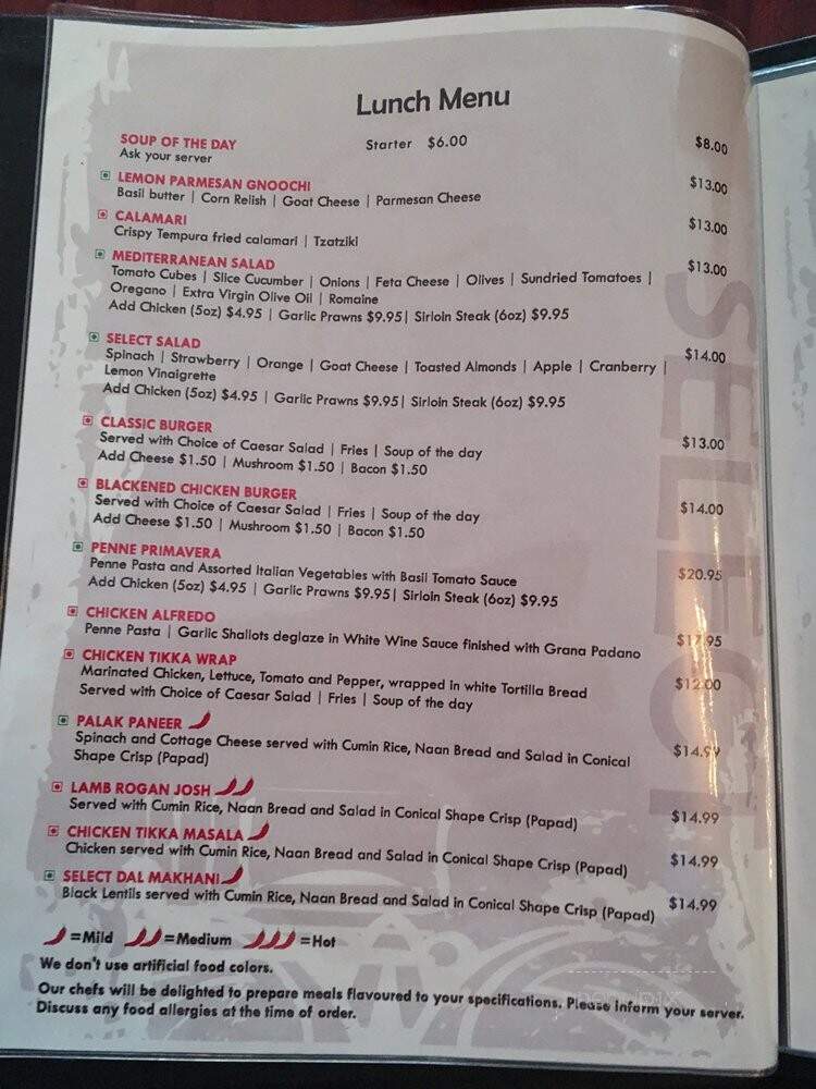 Cafe Select - Edmonton, AB menu_pic