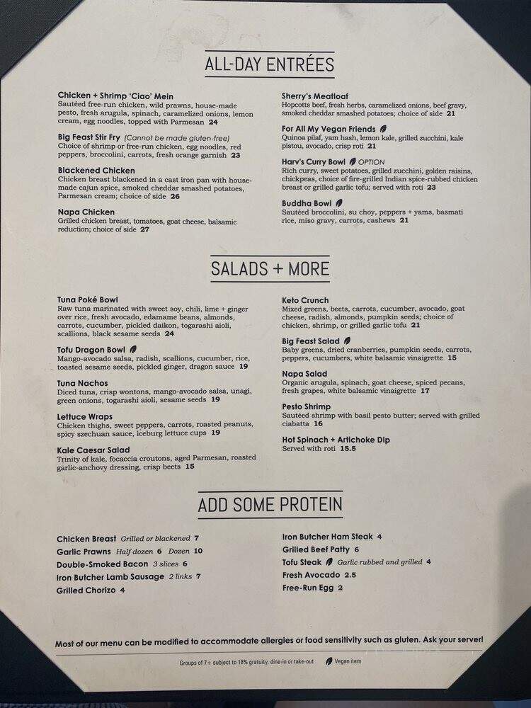 Big Feast Bistro - Maple Ridge, BC menu_pic