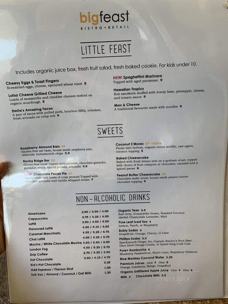 Big Feast Bistro - Maple Ridge, BC menu_pic