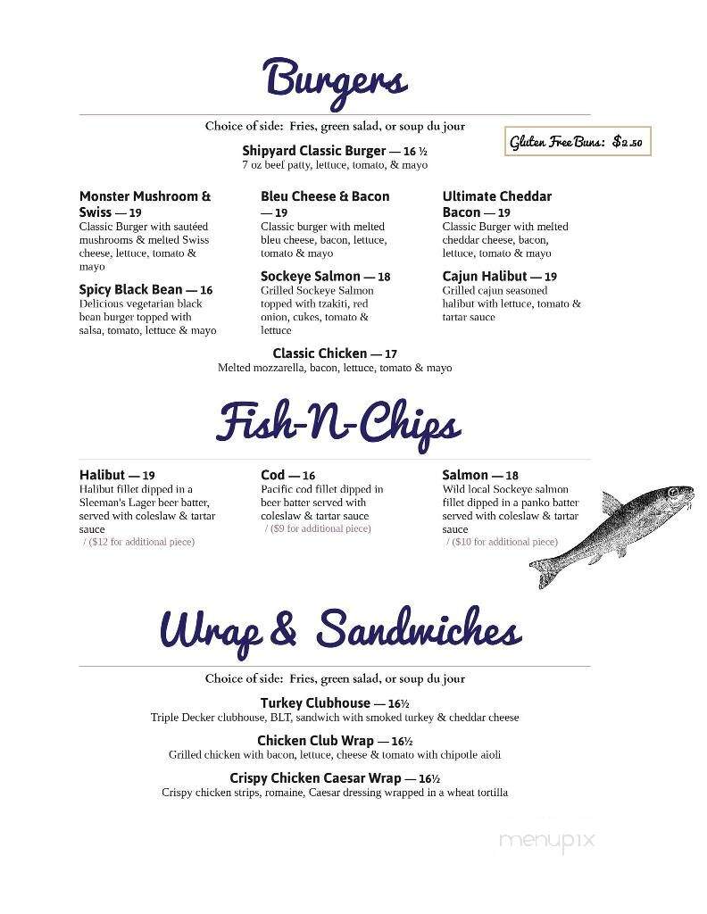 Maple Bay Marina - Duncan, BC menu_pic