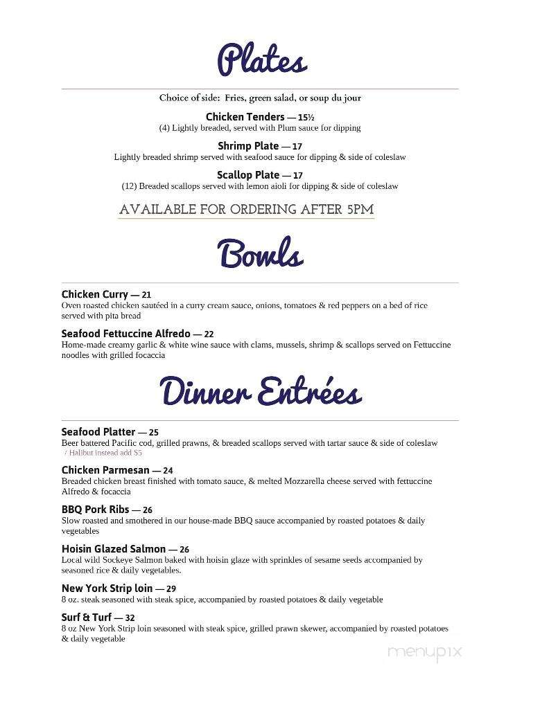 Maple Bay Marina - Duncan, BC menu_pic