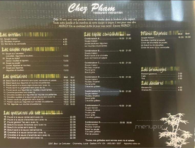 Chez Pham - Laval, QC menu_pic