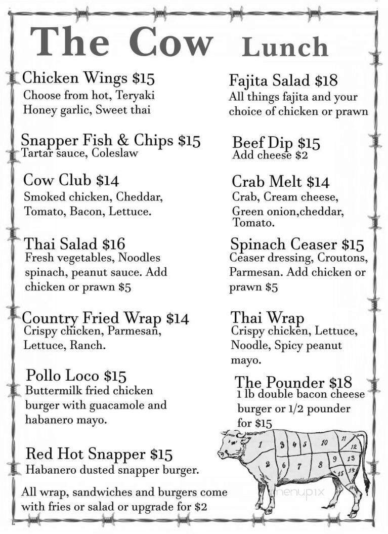 The Cow Cafe - Lake Cowichan, BC menu_pic