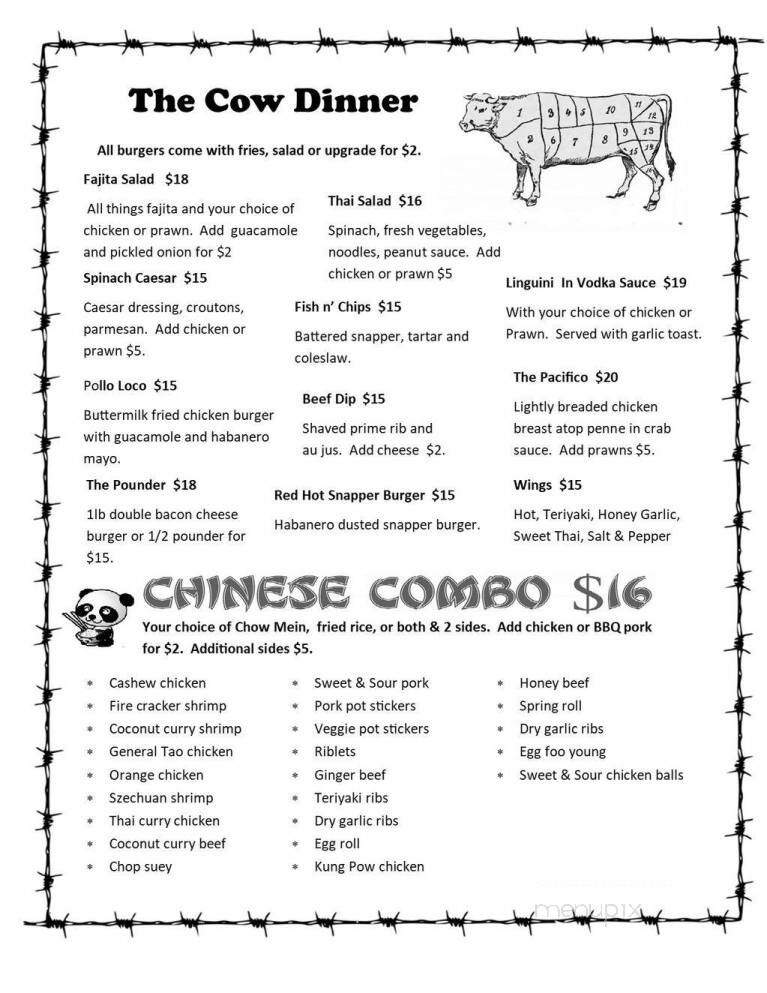 The Cow Cafe - Lake Cowichan, BC menu_pic