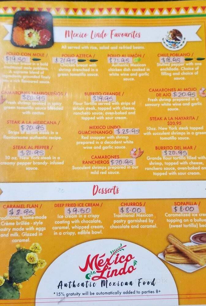 Mexico Lindo - Whitby, ON menu_pic