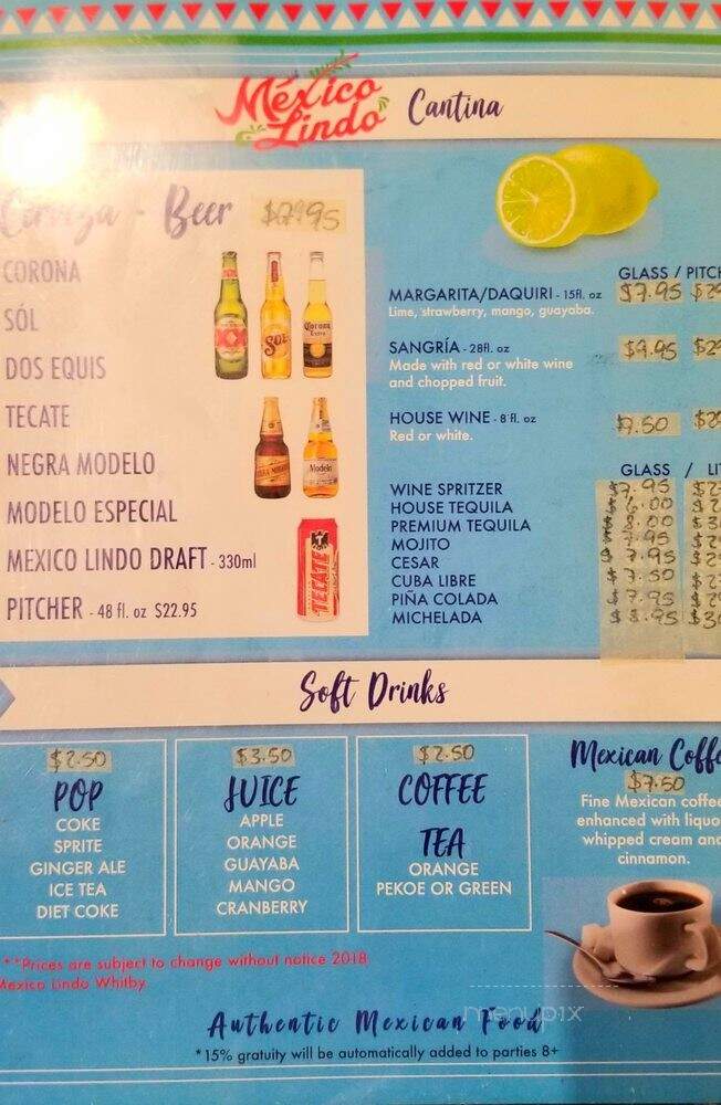 Mexico Lindo - Whitby, ON menu_pic