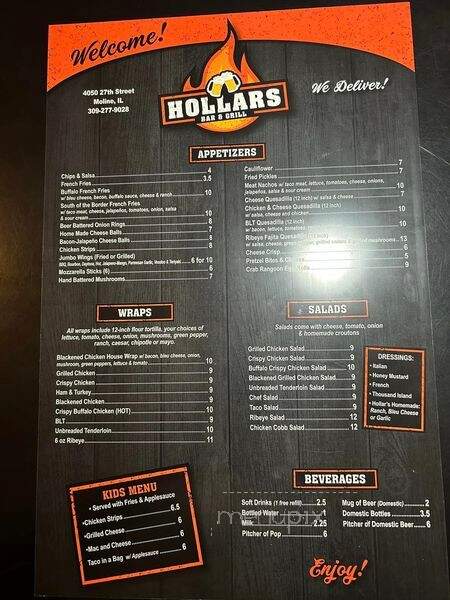Hollar's Bar & Grill - Moline, IL menu_pic