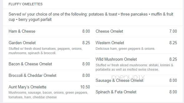 Aunt Mary's Bistro - Rockford, IL menu_pic