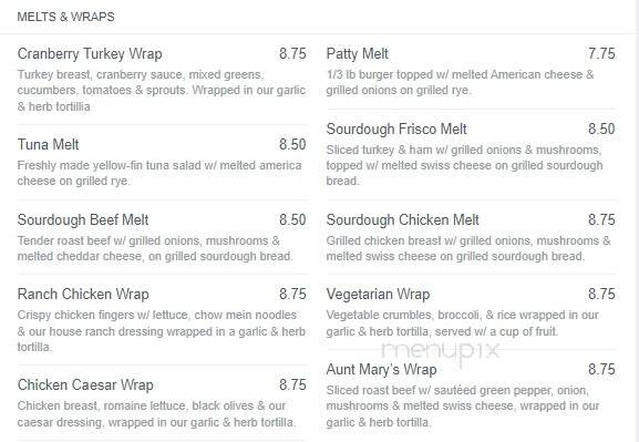 Aunt Mary's Bistro - Rockford, IL menu_pic