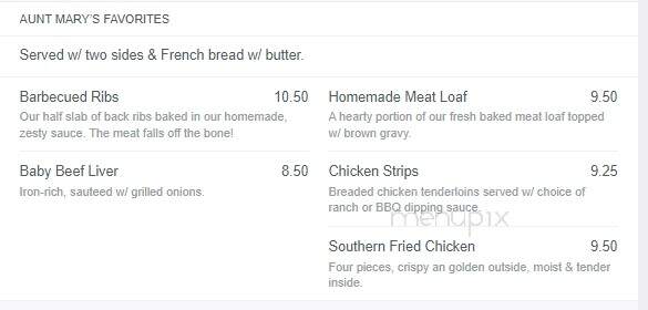 Aunt Mary's Bistro - Rockford, IL menu_pic