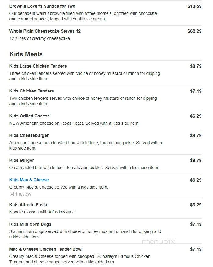 O'Charley's - Acworth, GA menu_pic