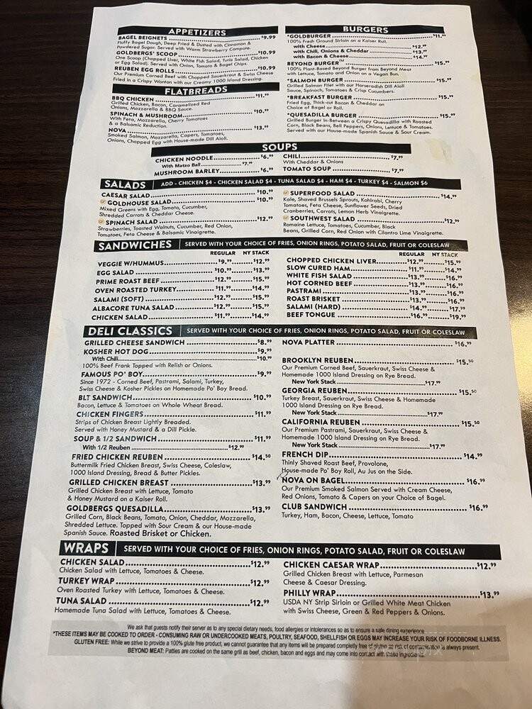 Goldberg's Bagel Co & Deli - Dunwoody, GA menu_pic
