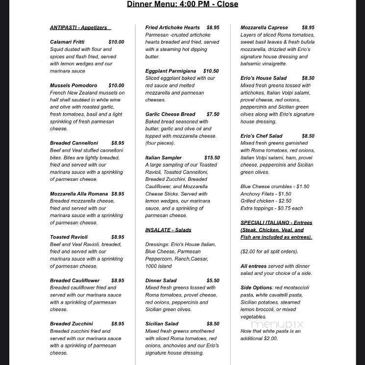 Erio's Ristorante - Saint Peters, MO menu_pic
