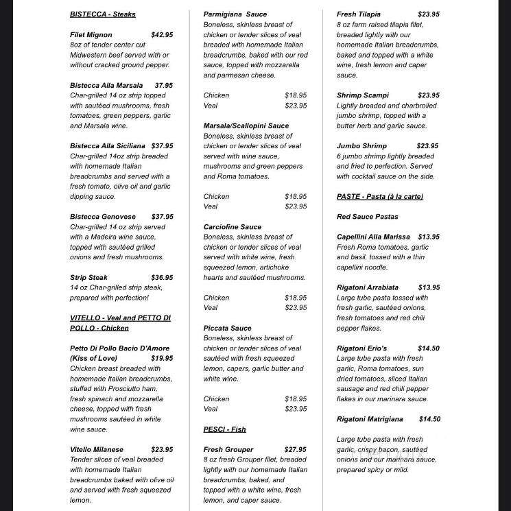 Erio's Ristorante - Saint Peters, MO menu_pic