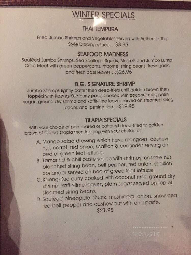 Bangkok Garden Thai Restaurant - Hackensack, NJ menu_pic