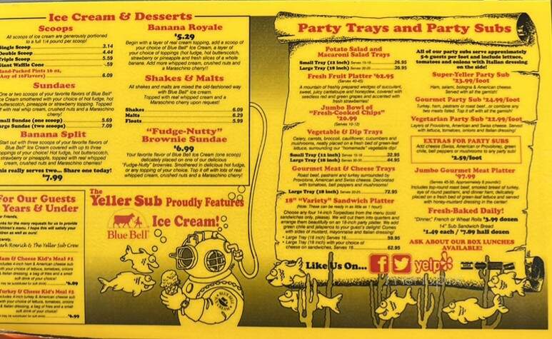 Yeller Sub - Albuquerque, NM menu_pic