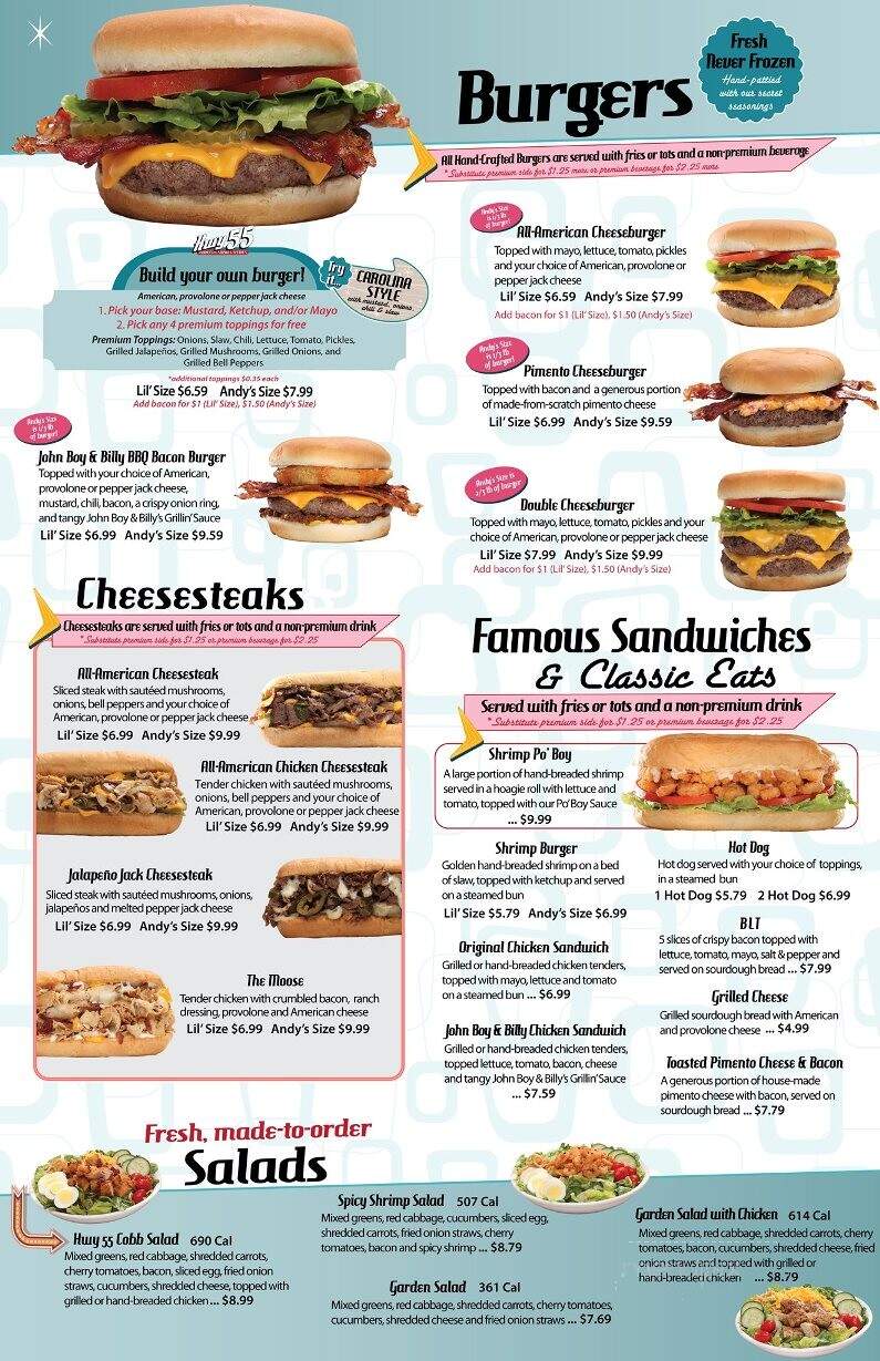 Hwy 55 Burgers Shakes & Fries - Pink Hill, NC menu_pic