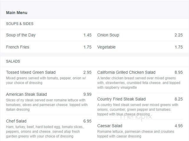 Evergreen Diner - Ephrata, PA menu_pic