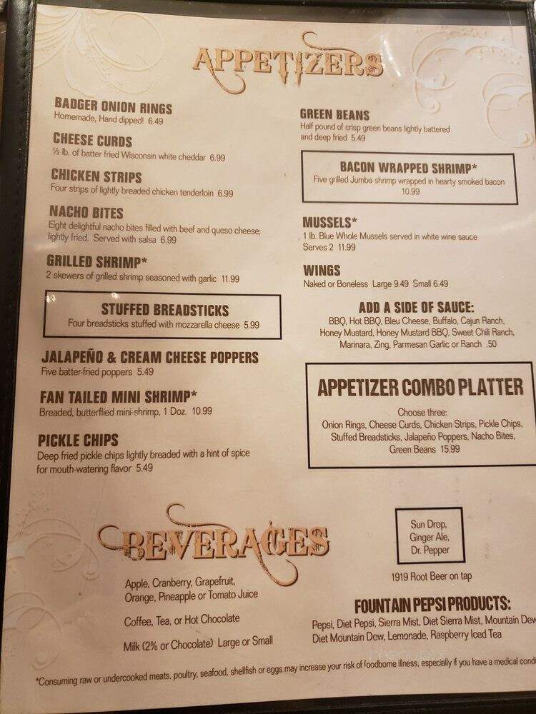 Badger Crossing Pub & Eatery - Cashton, WI menu_pic