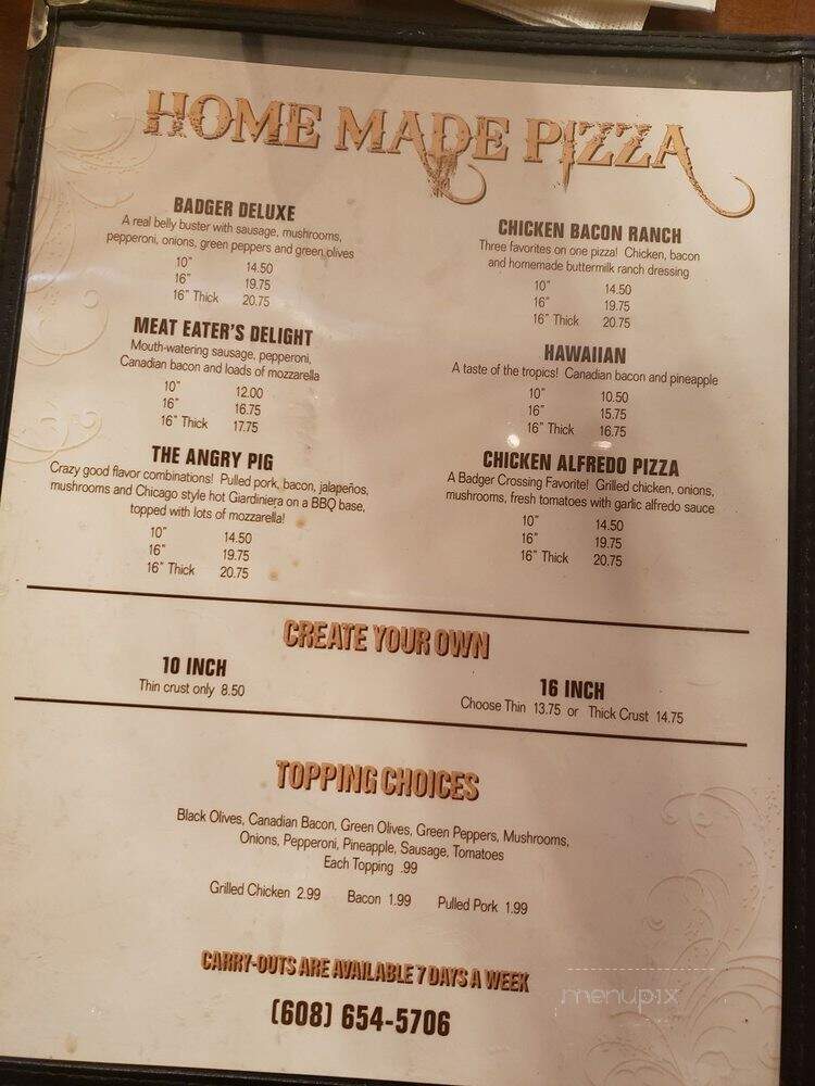 Badger Crossing Pub & Eatery - Cashton, WI menu_pic