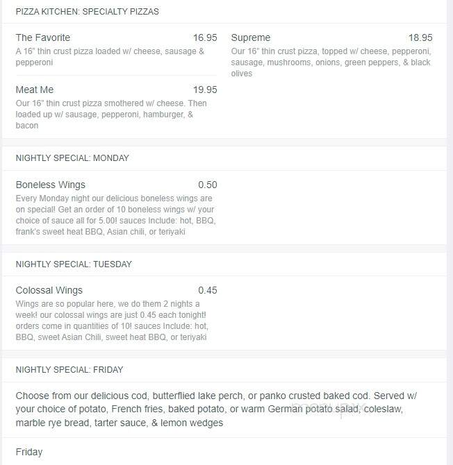 Circle B Recreation - Cedarburg, WI menu_pic